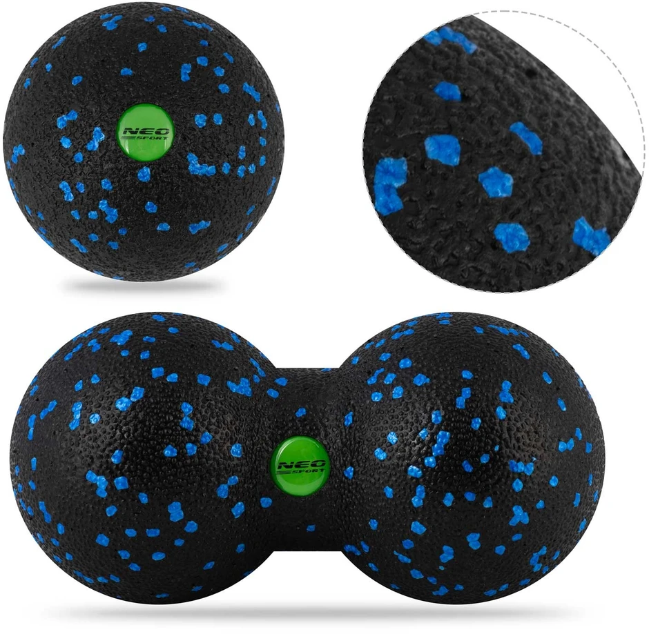 Neo-Sport Kamuolys + dvigubas masažinis kamuoliukas - rinkinys - NS-997 juodas ir mėlynas