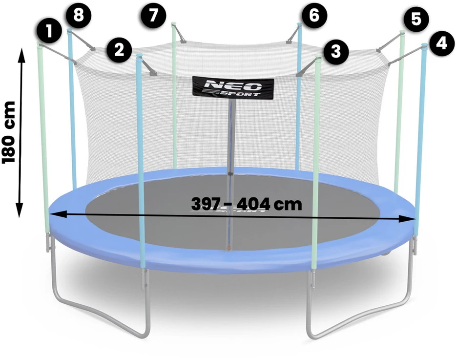 Neo-Sport „Neosport“ tinklelio formos čiužiniai uždaroms patalpoms, 404 cm, 13 pėdų, 8 vnt.