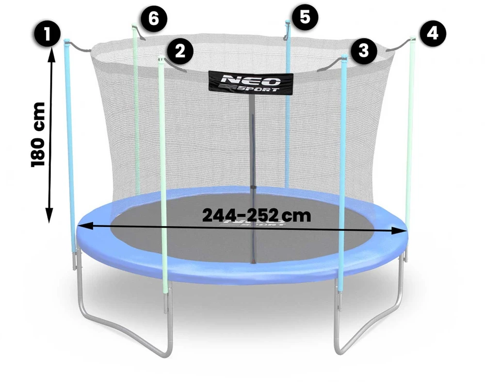 Neo-Sport „Neosport“ tinklelio uždangos patalpoms, 252 cm, 8 pėdos, 6 vnt.
