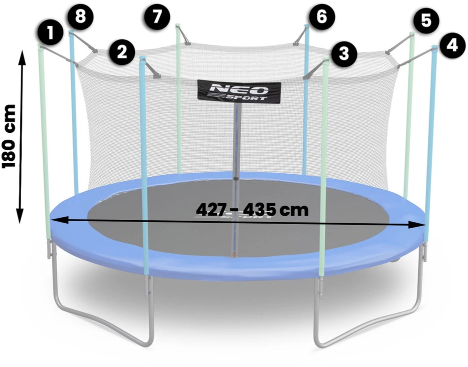 Neo-Sport „Neosport“ tinklas uždaroms patalpoms, 435 cm, 14 pėdų, 8 vnt.