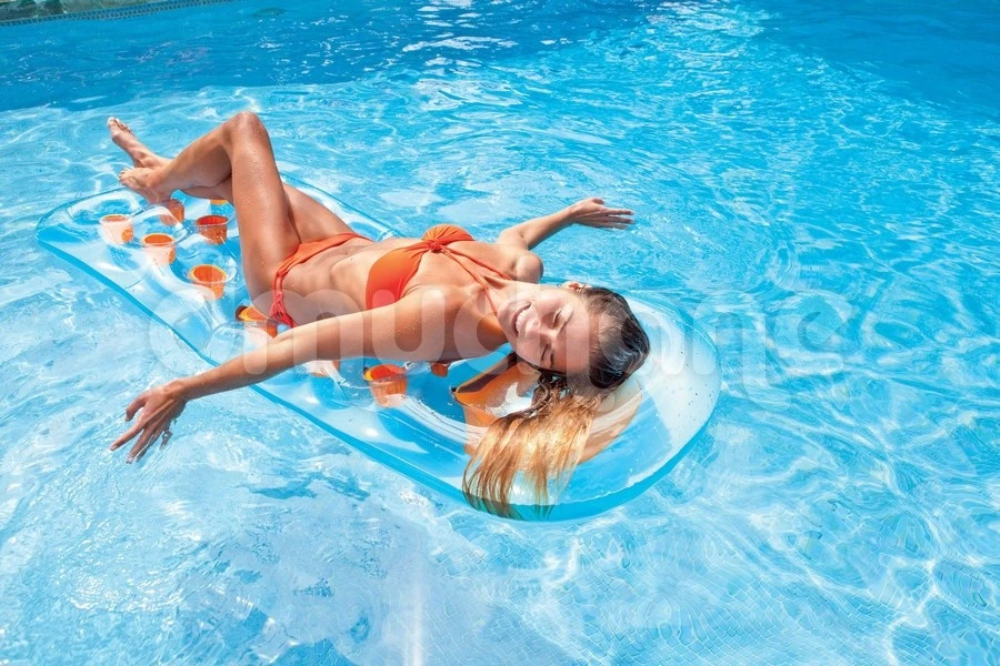 INTEX pripučiamas paplūdimio čiužinys 188 x 71 cm, turkio spalvos, su langeliu, modelis 59895