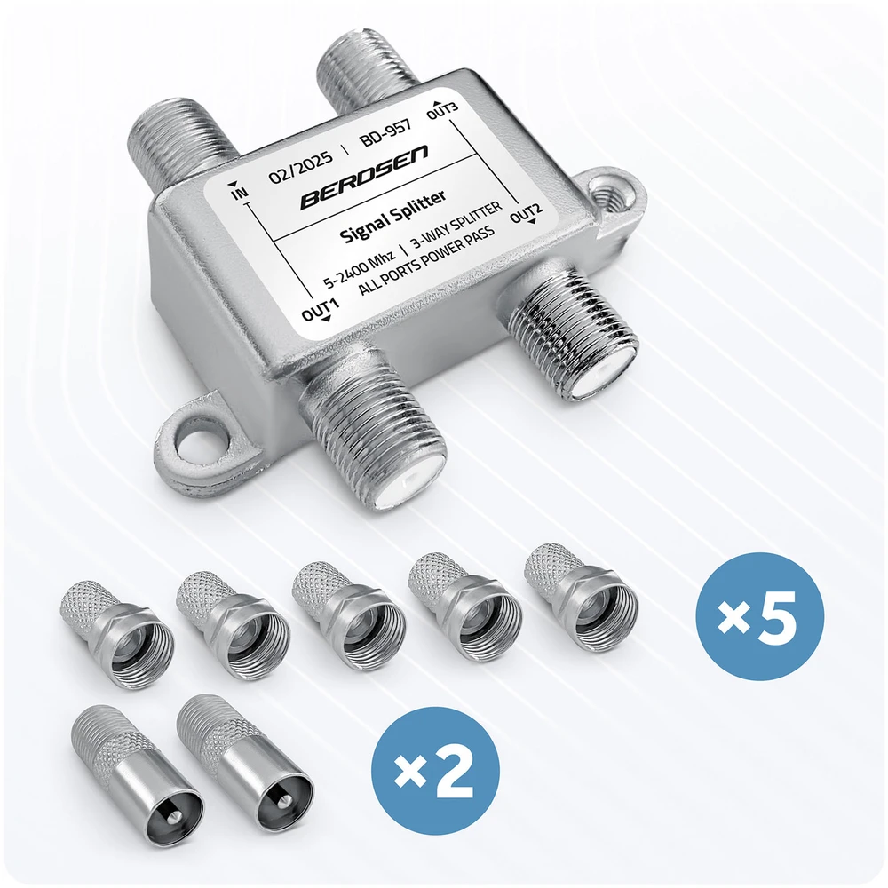 Pasyvus antenos skirstytuvas, 3 įėjimų, 5–2400 MHz, Berdsen BD-957