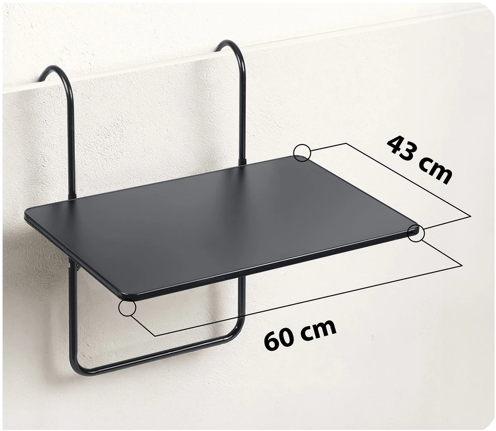 Patvarus balkono stalas 60x43cm sulankstomas Sofotel SO-982 juodas