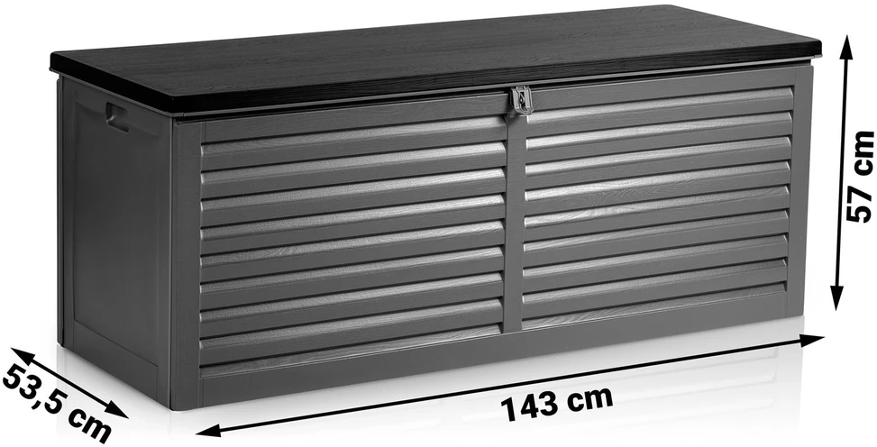 Plonos Sodo dėžė 143 x 57 x 53,5 cm 390 litrų juodos ir pilkos spalvos