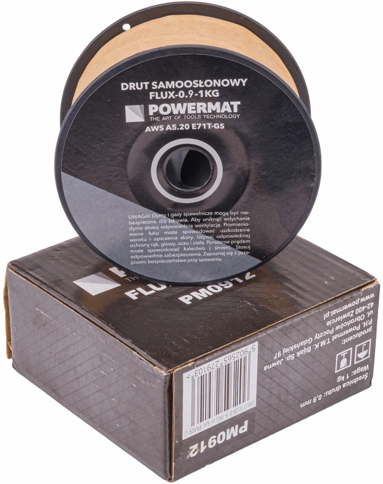 Powermat Viela suvirinimui su šerdimi (saviapvalė) 0,9 mm 1kg FLUX-0.9-1KG