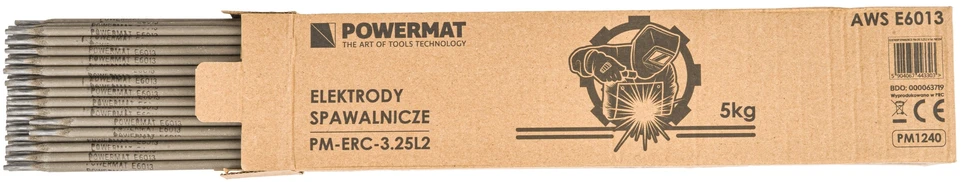 Powermat RUTILINĖS SUVIRINIMO ELEKTRODAI 3,25mm 5KG ELEKTRODAS SKIRTI MMA SUVIRINIMUI PM1254
