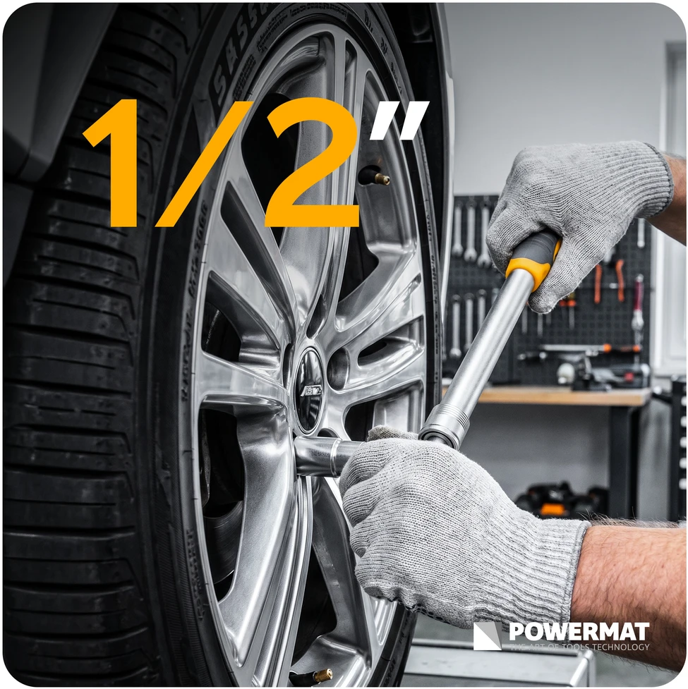 Powermat TELESKOPINIS RATŲ VERŽLIARAKTIS 1/2" 350-530mm + GALVUTĖS PM-KLDK-530T