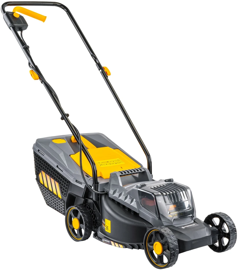 Powermat Akumuliatorinė vejapjovė, 20 V, 320 mm pjovimo plotis, su 2x 4 Ah akumuliatoriais, sodo priežiūrai, lengva naudoti