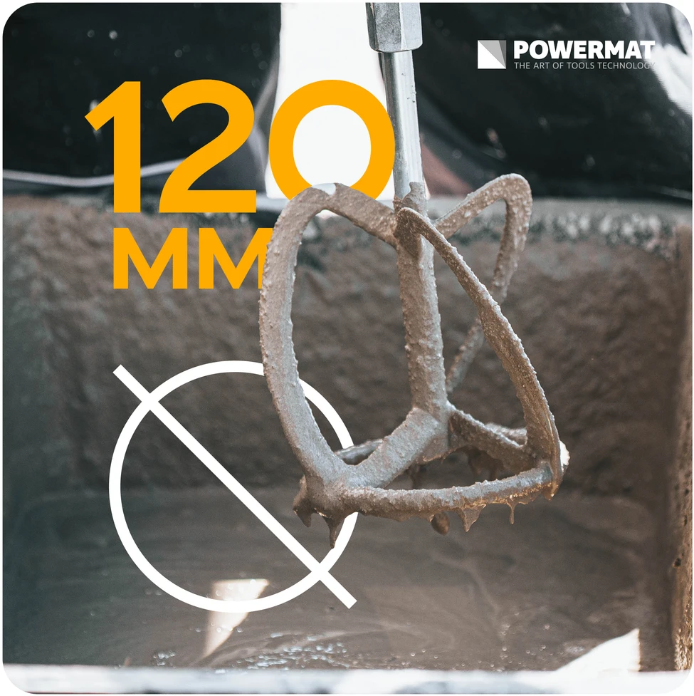 Powermat Elektrinis maišytuvas, 2400W, kintamas greitis, dažams ir statybinėms medžiagoms, M14 sriegis, sunkiasvoris maišytuvas