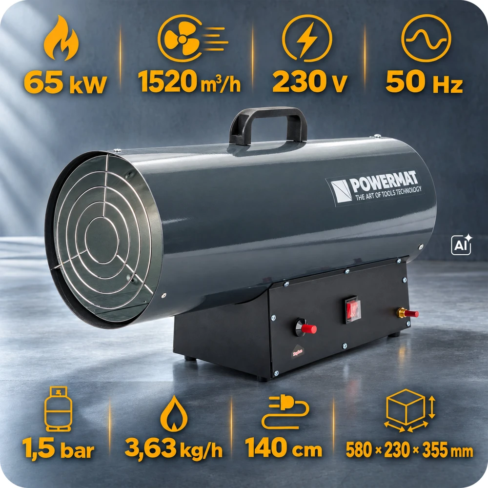 Powermat Šildytuvas Pūstuvas DUJINIS Reduktorius Rinkinys 65kW PM-NAG-65GN