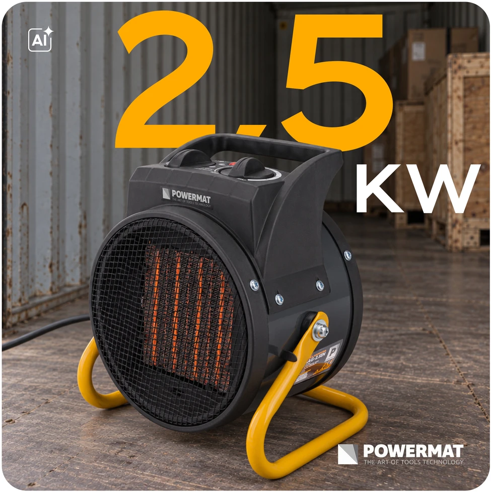 Powermat Elektrinis šildytuvas 2,5 kW Šildytuvas Krosnelė PM-NAG-2.5EN