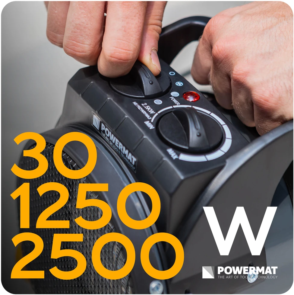 Powermat Elektrinis šildytuvas 2,5 kW Šildytuvas Krosnelė PM-NAG-2.5EN
