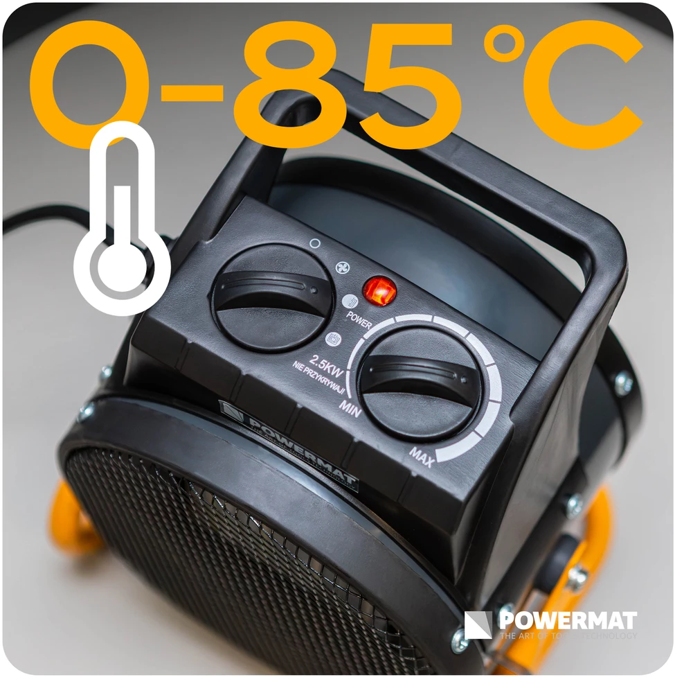 Powermat Elektrinis šildytuvas 2,5 kW Šildytuvas Krosnelė PM-NAG-2.5EN