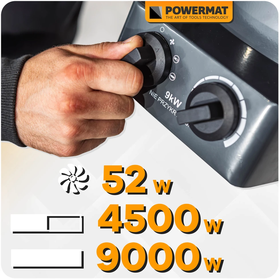Powermat Elektrinis šildytuvas su pūstuvu 9kW 400V PM-NAG-9EN
