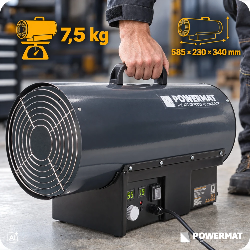 Powermat DUJINIS PUČIAMASIS ŠILDYTUVAS TERMOSTATAS 65KW LCD PM-NAG-65GLN