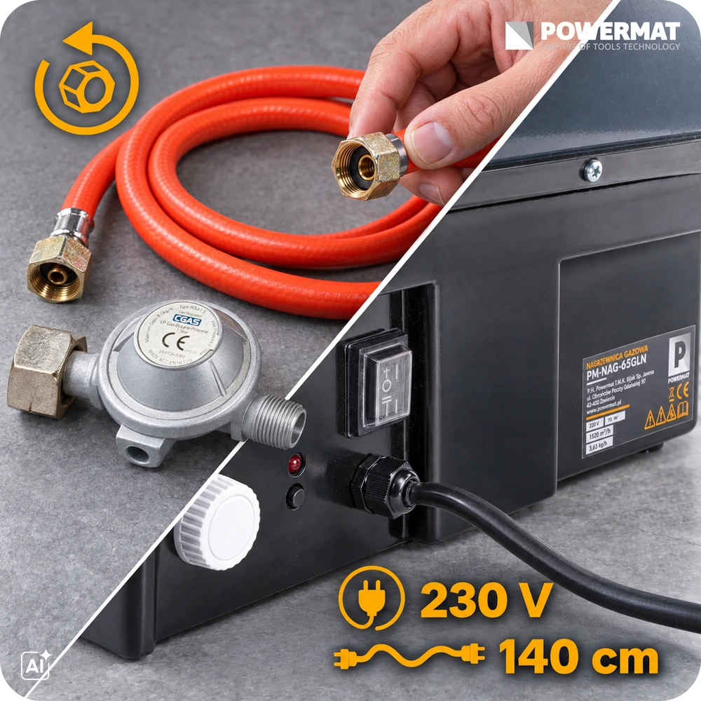 Powermat DUJINIS PUČIAMASIS ŠILDYTUVAS TERMOSTATAS 65KW LCD PM-NAG-65GLN