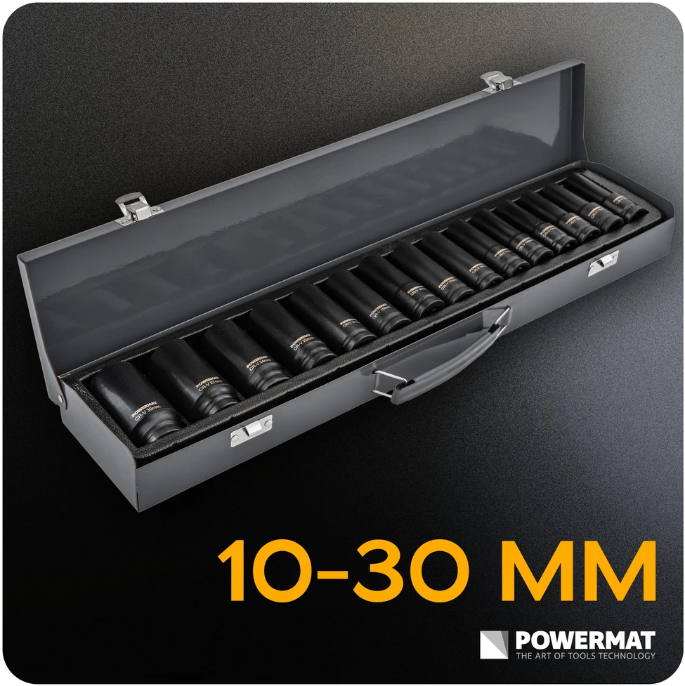 Powermat Smūginiai antgaliai (rinkinys, 15 vnt.) 10-32 mm 1/2 PM-ZNU-1032T
