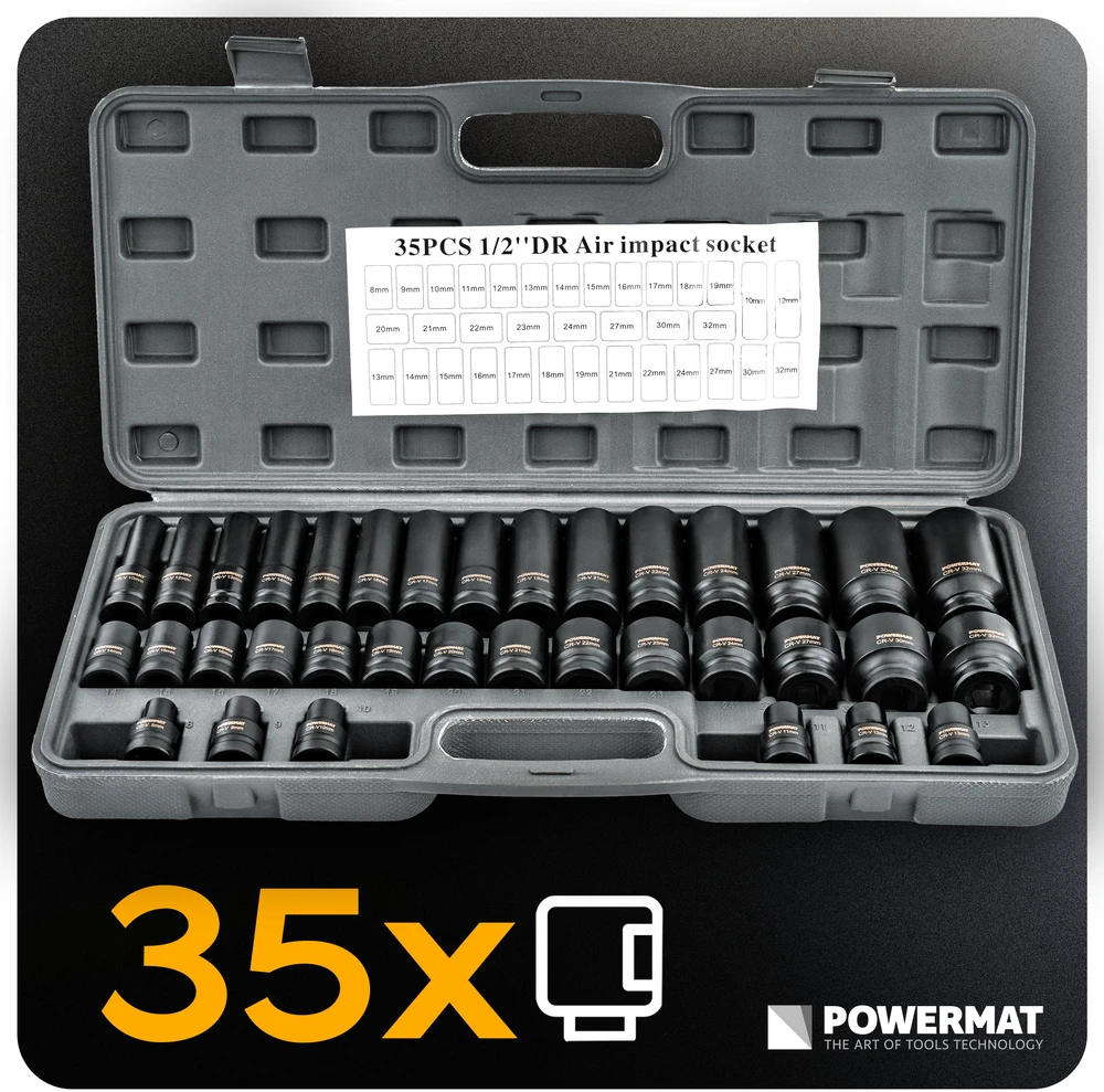 Powermat SMŪGINIAI ANTGALIAI (RINKINYS 35 vnt.) 8-32mm 1/2 PM-ZNU-832T