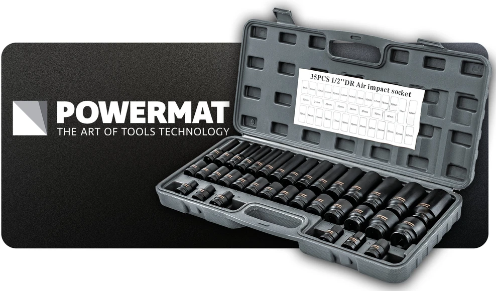 Powermat SMŪGINIAI ANTGALIAI (RINKINYS 35 vnt.) 8-32mm 1/2 PM-ZNU-832T