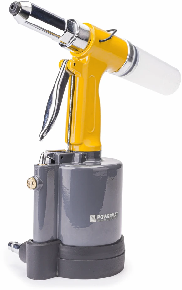 Powermat Pneumatinis kniediklis, 2.4 - 6.4 mm, pop kniedėms, aliuminiui, plienui, variui, pramoninis kniedijimo įrankis, tvirtinimo įrankis
