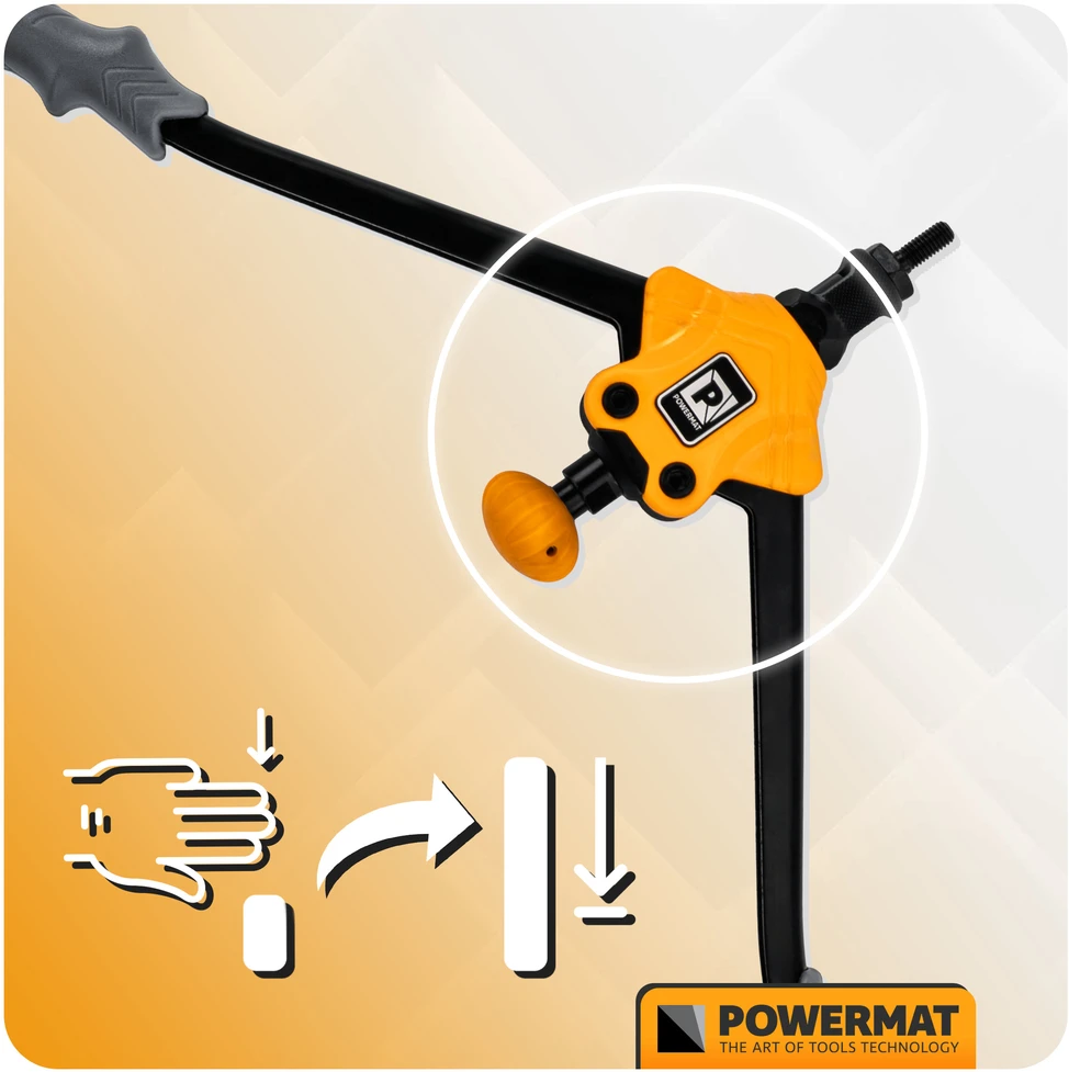 Powermat Rankinė kniedžių veržlių kniedyklė 360 mm / M3-M12 PM-NIR-360T
