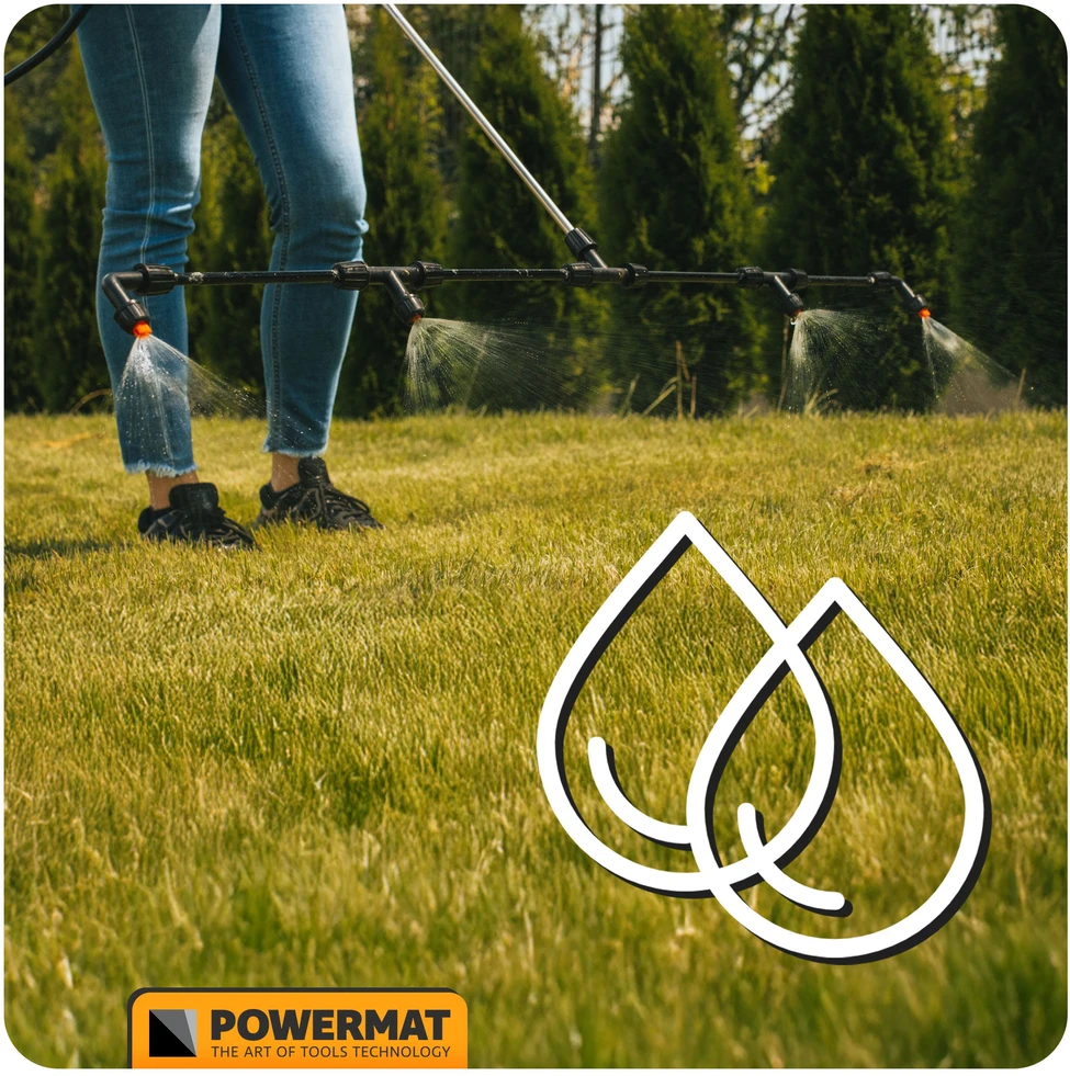 Powermat Akumuliatorinis purkštuvas, 20 litrų talpa, su antgaliais ir antgaliu, žemės ūkio ir buitiniam naudojimui, sodo kenkėjų kontrolei
