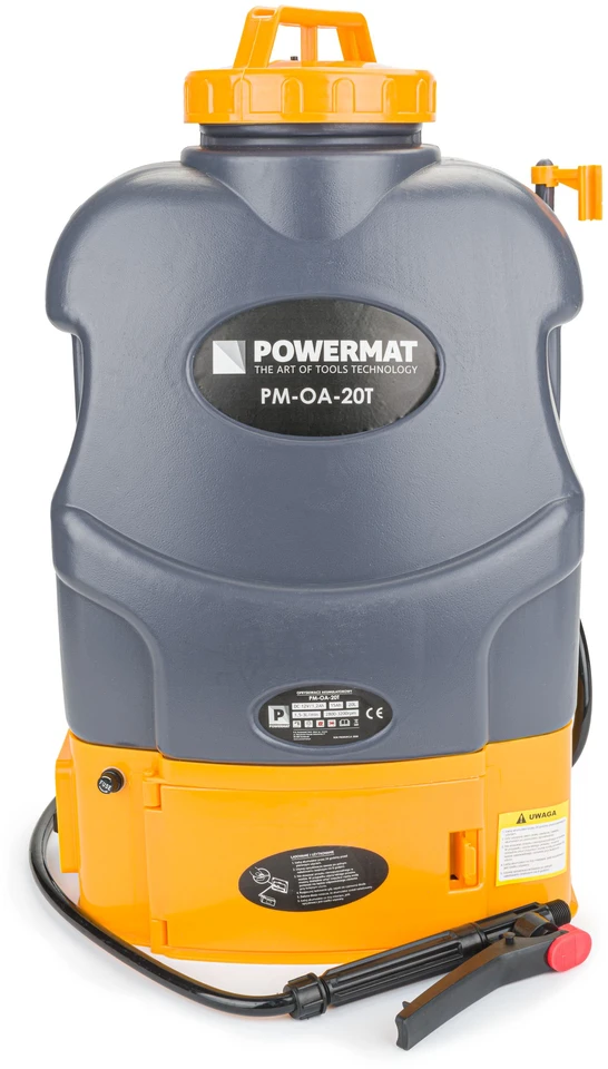 Powermat Akumuliatorinis purkštuvas, 20 litrų talpa, su antgaliais ir antgaliu, žemės ūkio ir buitiniam naudojimui, sodo kenkėjų kontrolei