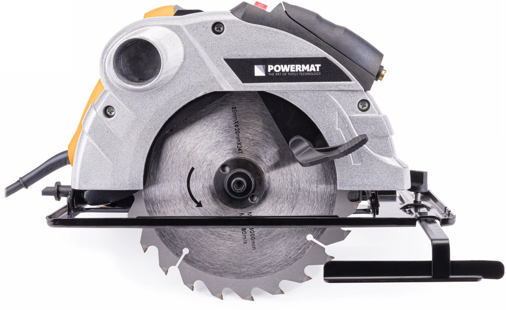 Powermat Diskinis pjūklas 185mm, 2250W, su lazeriniu kreipikliu, medienos pjovimui, didelio našumo diskinis pjūklas, nešiojamas stalo pjūklas