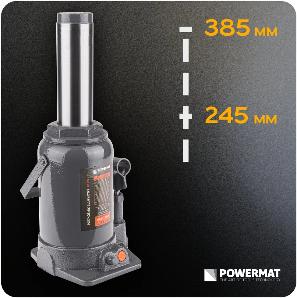 Powermat 32 Tonų Hidraulinis Butelio Domkratas, Sunkus Kėlimo Domkratas, Žemo Profilio Hidraulinis Domkratas, Automobilių Remonto Domkratas, Dirbtuvių Įranga