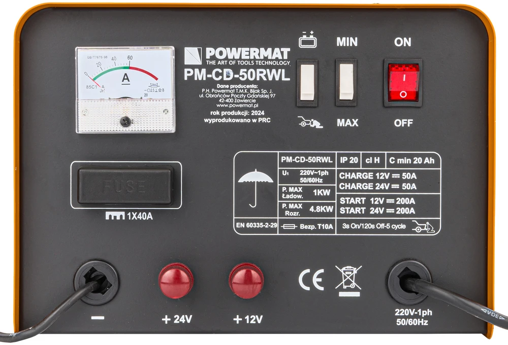 Powermat Akumuliatoriaus įkroviklis, 12V/24V akumuliatoriaus įkroviklis su 200A paleidėju, automobilio akumuliatoriaus įkroviklis, didelio galingumo akumuliatoriaus įkroviklis