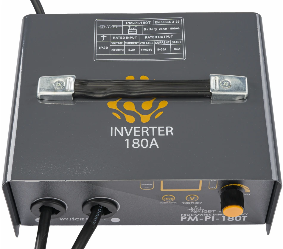 Powermat Inverterinis akumuliatoriaus įkroviklis su paleidimo funkcija 180A 12/24 V įkroviklis 30A PM-PI-180T
