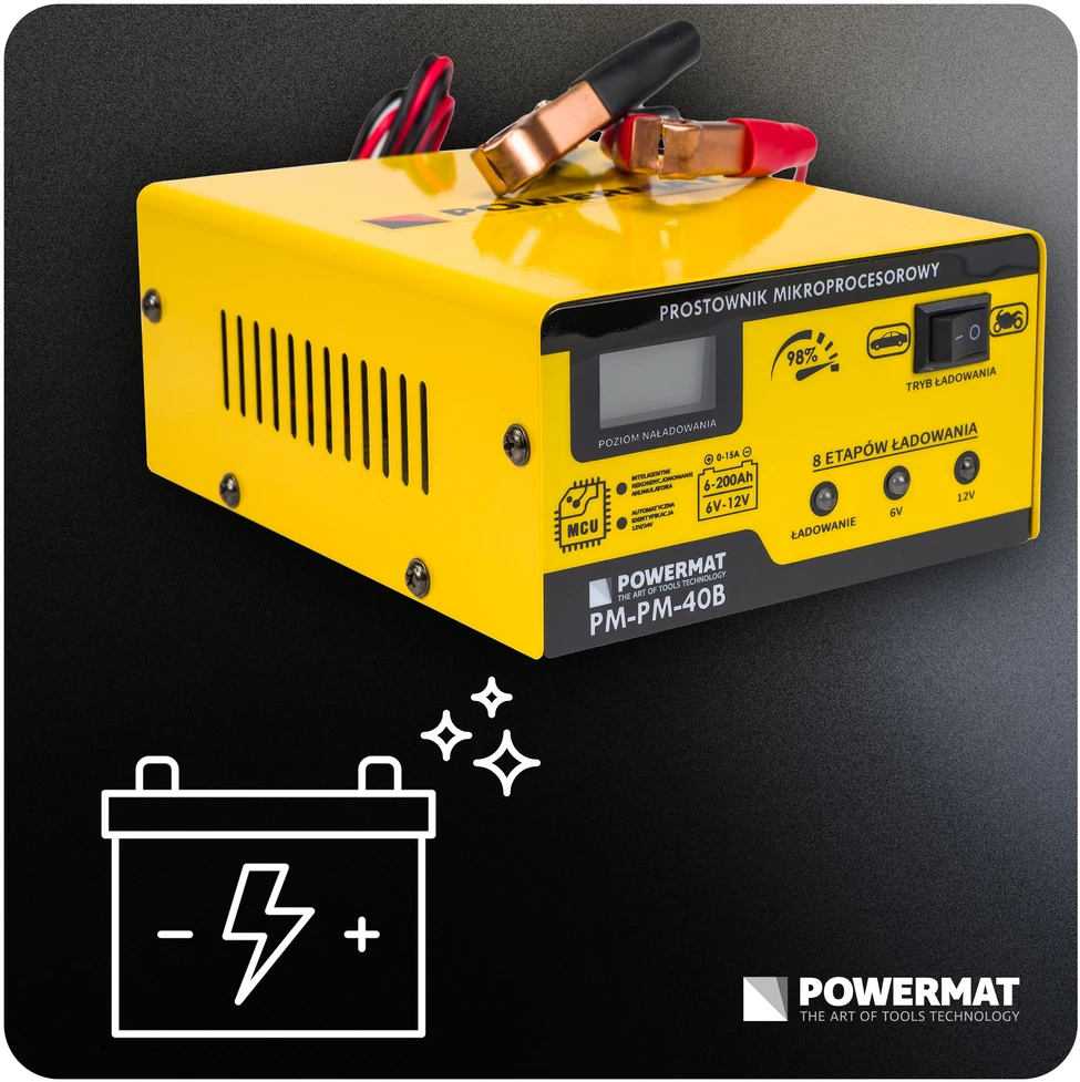 Powermat Mikroprocesorinis akumuliatoriaus įkroviklis 6/12V PM-PM-40B