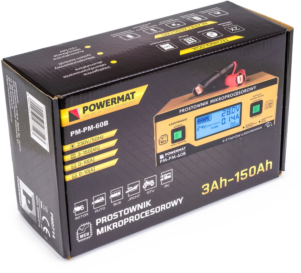 Powermat Prostownik mikroprocesorowy akumulatorowy 6V - 24V PM-PM-60B