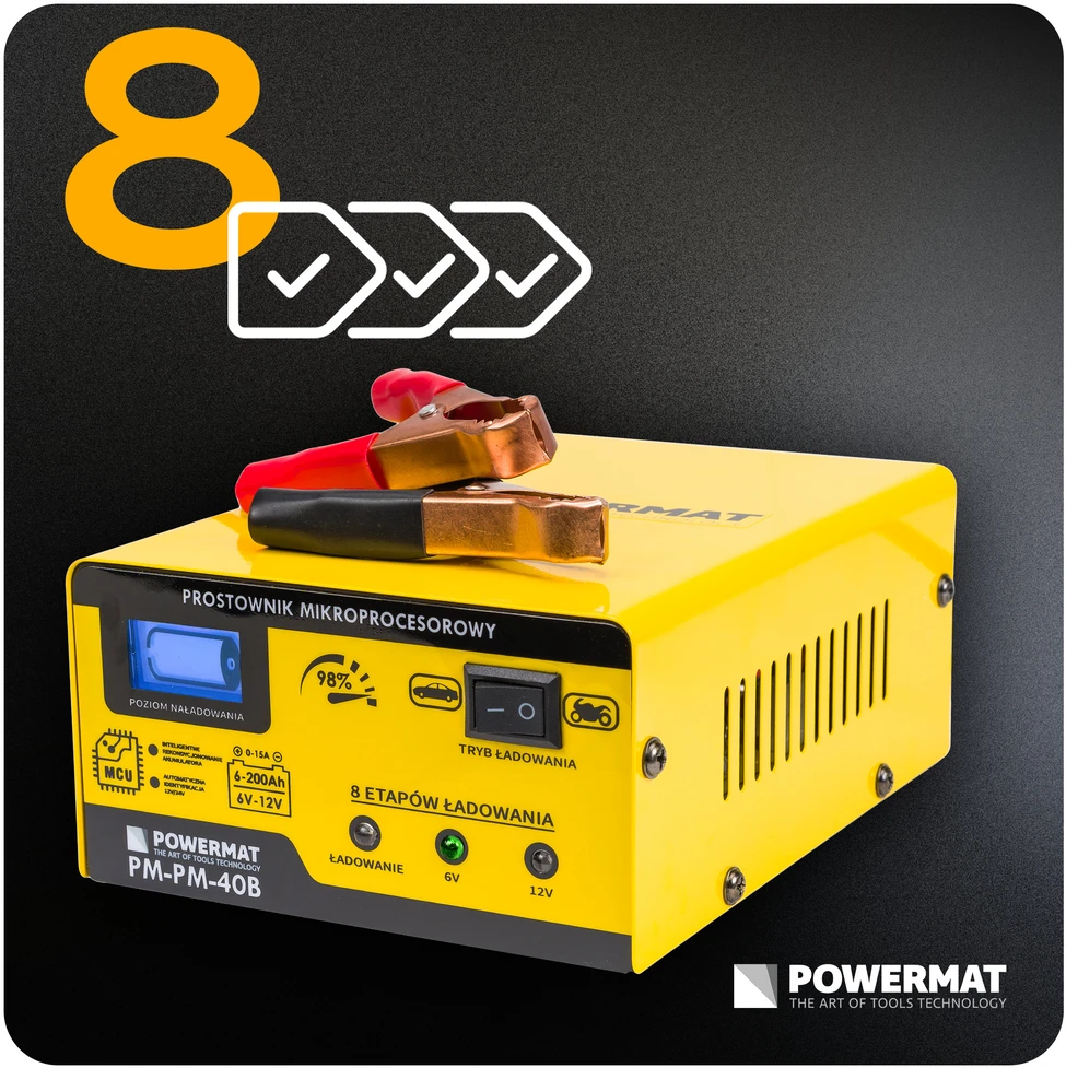 Powermat Mikroprocesorinis akumuliatoriaus įkroviklis 6/12V PM-PM-40B