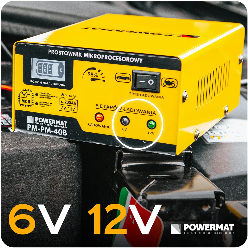 Powermat Mikroprocesorinis akumuliatoriaus įkroviklis 6/12V PM-PM-40B