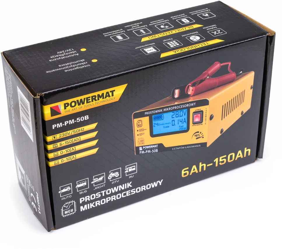 Powermat Prostownik mikroprocesorowy akumulatorowy 12/24V PM-PM-50B