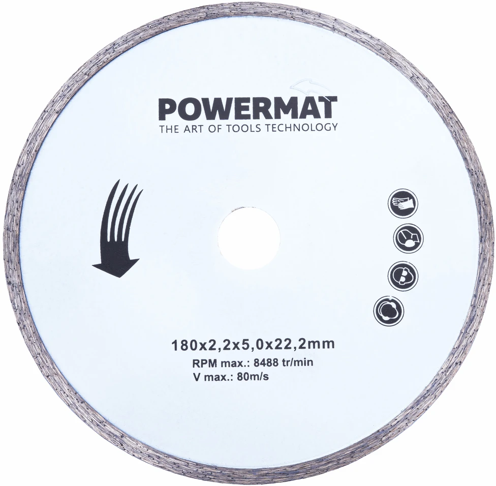 Plytelių pjovimo staklės POWERMAT 1800W, 180X22,2mm