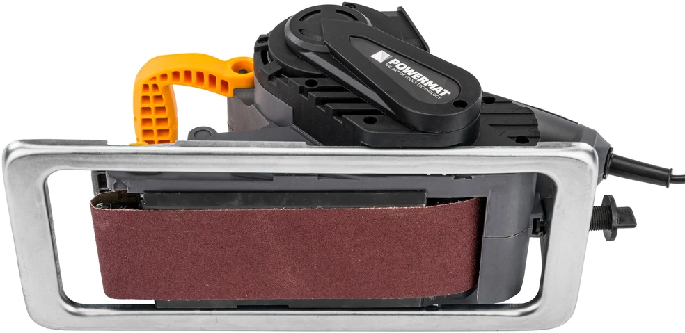 Powermat Juostinis šlifuoklis, 2000W, 230V, kintamas greitis, su dulkių maišeliu, medienai, metalui ir plastikui, nešiojamas ir stacionarus naudojimas