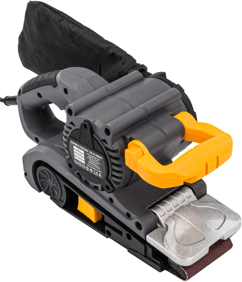 Powermat Juostinis šlifuoklis, 2000W, 230V, kintamas greitis, su dulkių maišeliu, medienai, metalui ir plastikui, nešiojamas ir stacionarus naudojimas
