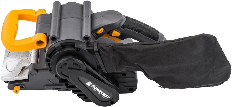 Powermat Juostinis šlifuoklis, 2000W, 230V, kintamas greitis, su dulkių maišeliu, medienai, metalui ir plastikui, nešiojamas ir stacionarus naudojimas