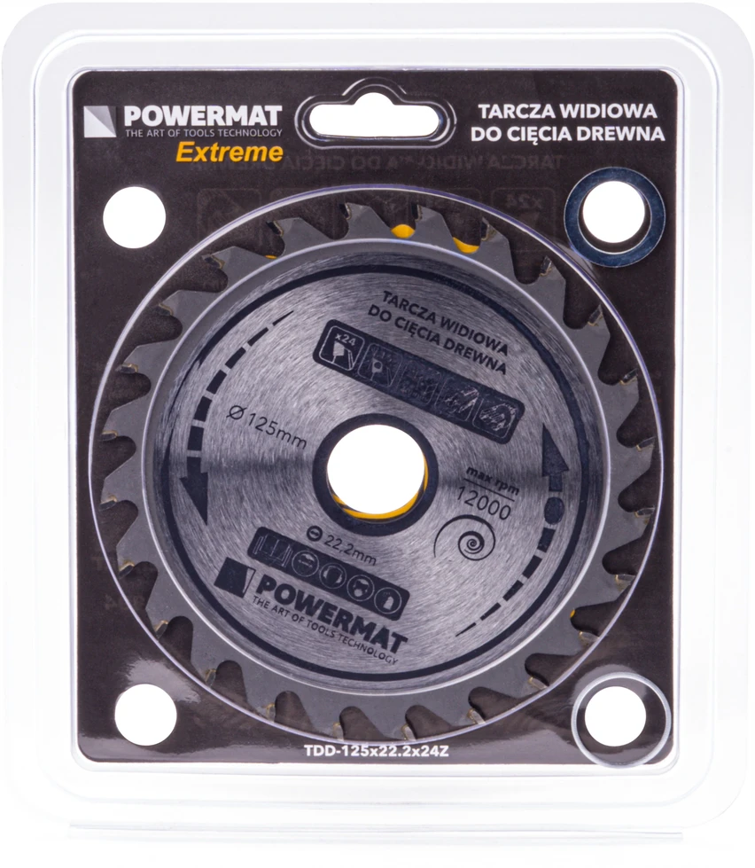 Powermat Deimantinė diskinė plokštė medienai 125x22.2 24z TDD-125x22.2x24Z