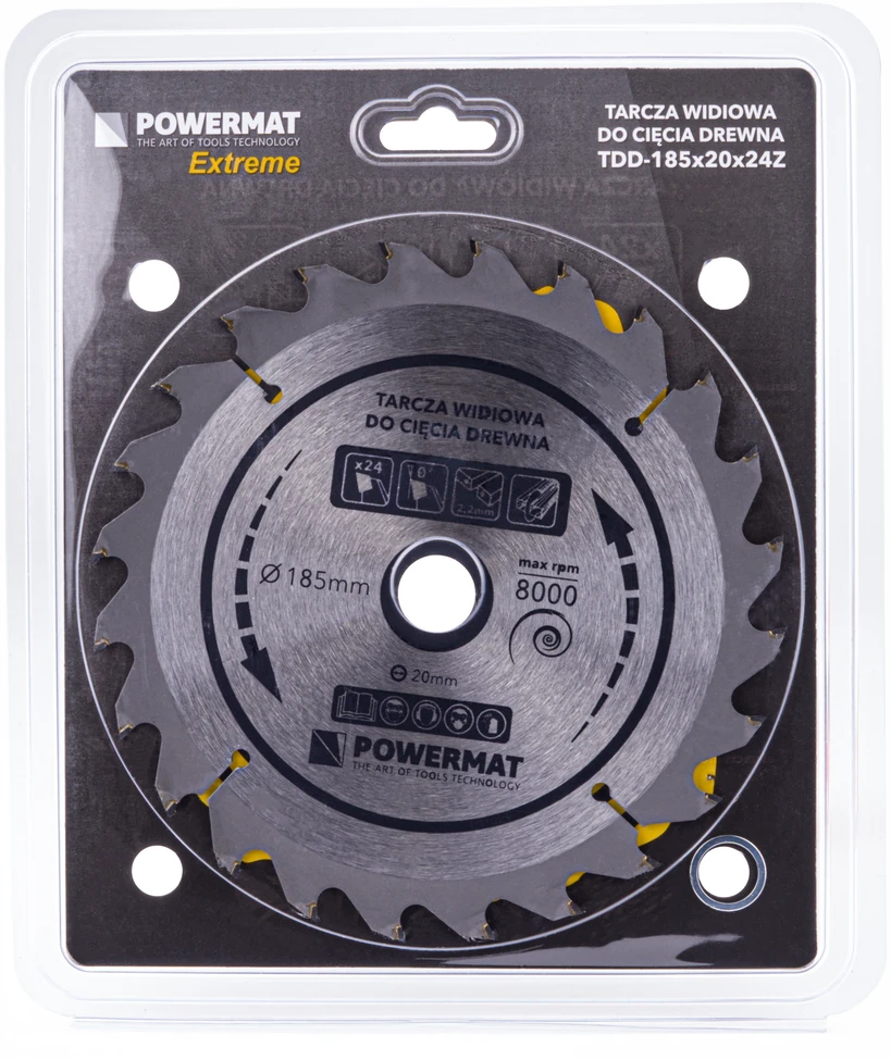 Powermat Disko pjūklas medienai 185x20 24z TDD-185x20x24Z
