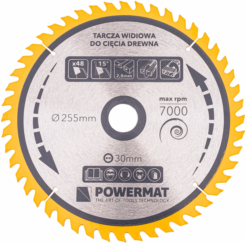 Powermat Deimantinė diskinė plytelė medienai 255x30 48z TDD-255x30x48Z