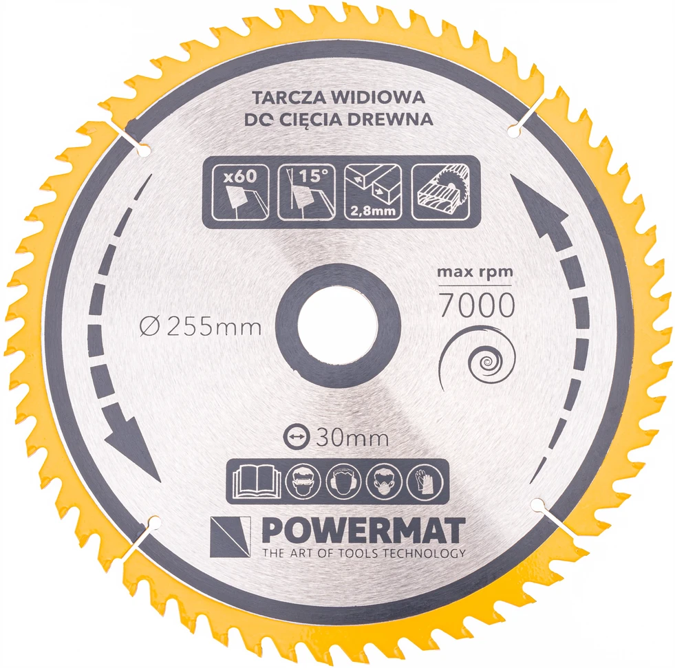 Powermat Tarcza widiowa do drewna 255x30 60z TDD-255x30x60Z
