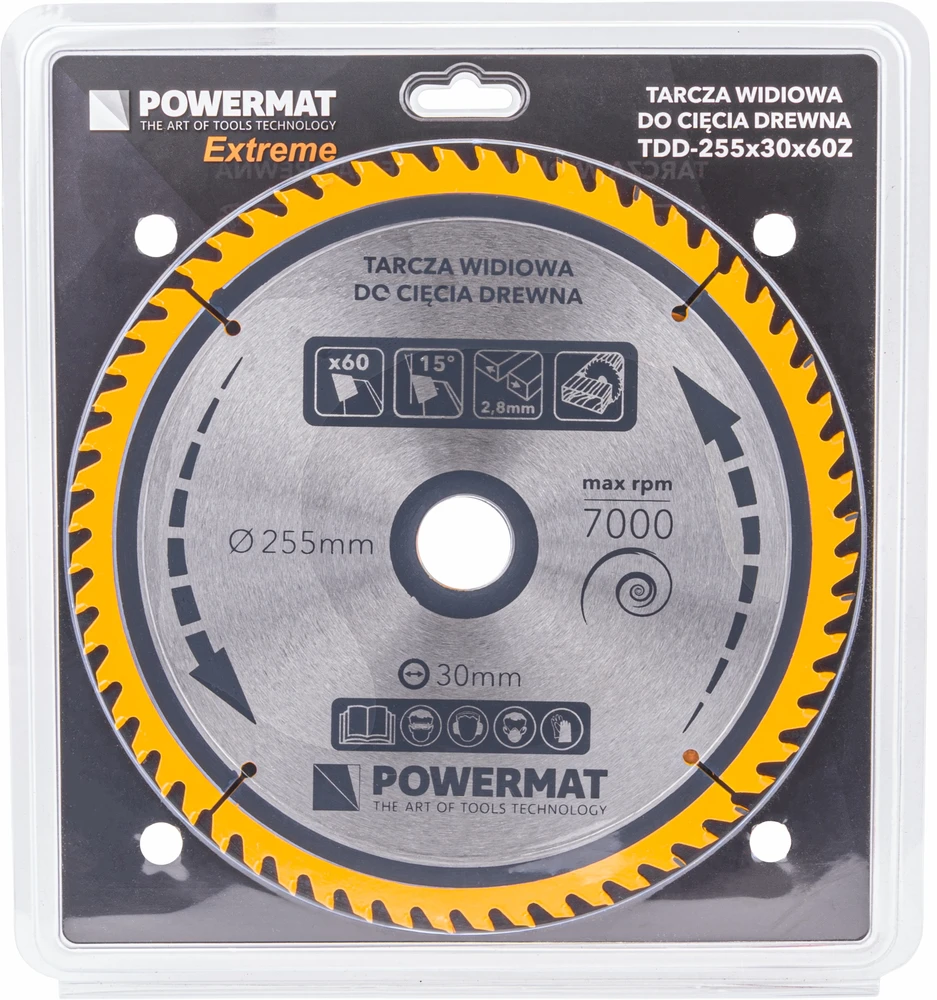 Powermat Tarcza widiowa do drewna 255x30 60z TDD-255x30x60Z