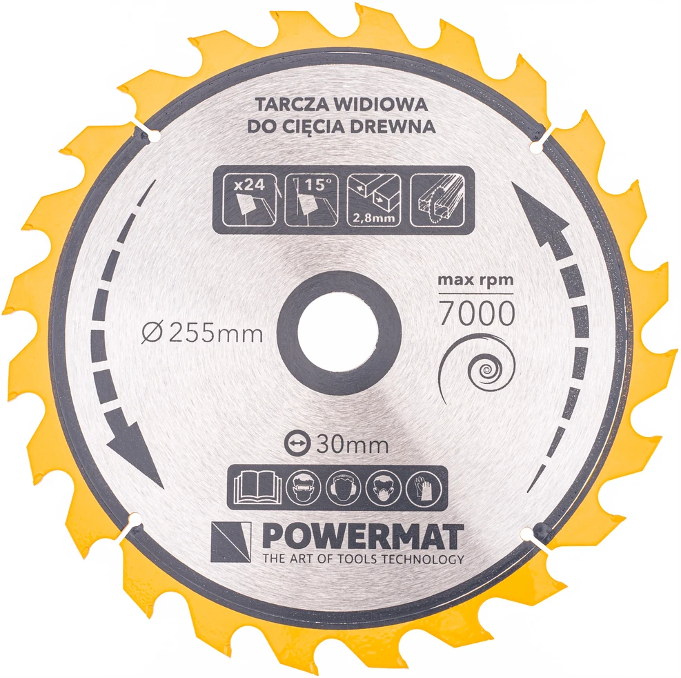 Powermat Deimantinė diskinė lentpjūvė medienai 255x30 24z TDD-255x30x24Z