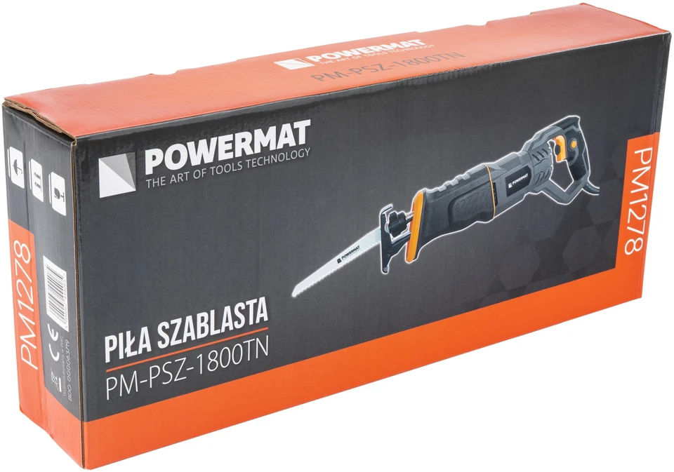 Powermat Tiesinis pjūklas, elektrinis sabro pjūklas, 1800W elektrinis įrankis, 20 geležčių rinkinys, laidinis siaurapjūklis