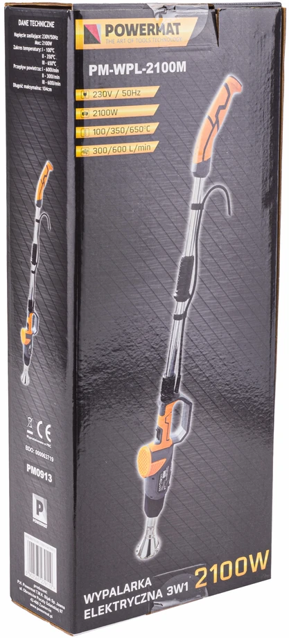 Powermat Elektrinis karšto oro pistoletas 3-in-1, 2000W, su 5 antgaliais, piktžolių deginimui, grilio uždegimui, dažų šalinimui, karšto oro pistoletas