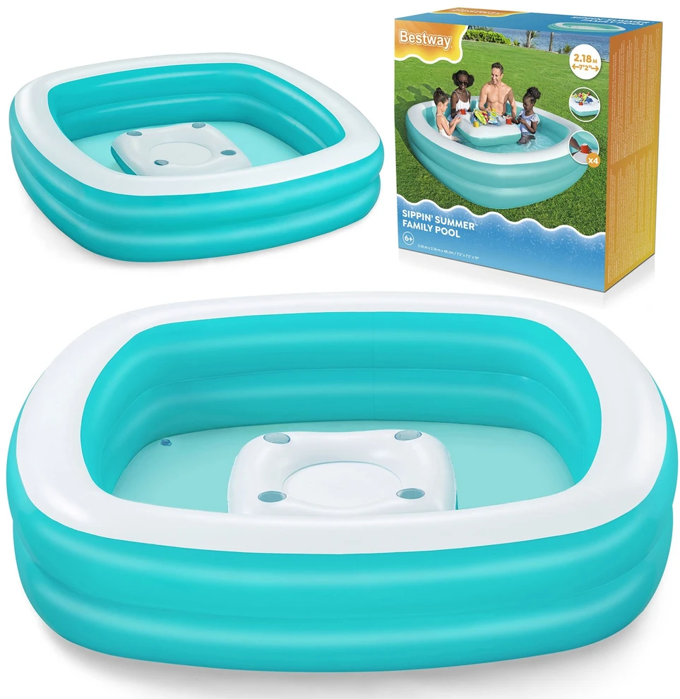 Baseinas 218x218x48cm + BESTWAY plaukiojantis stalas