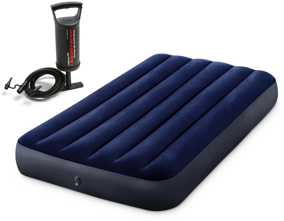 INTEX 64757 pripučiamas čiužinys 191x99x25 cm su stūmokline pompa